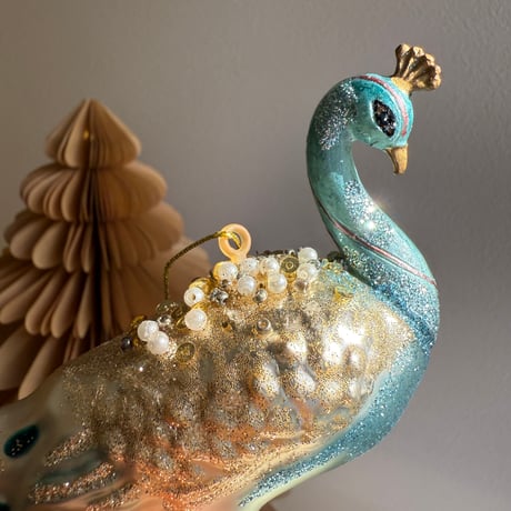 Peacock glass ornament USA