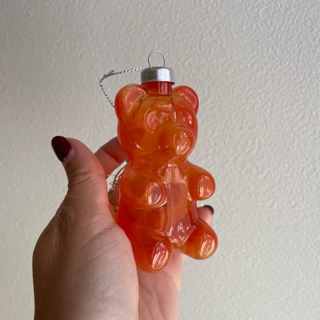 Gummy bear glass ornament orange USA（Silver charm）