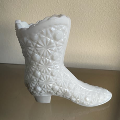 Fenton milk glass boots