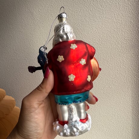Guitar santa glass ornament USA