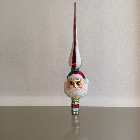 SHINY BRITE glass tree topper santa USA