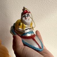 Captain santa glass ornament