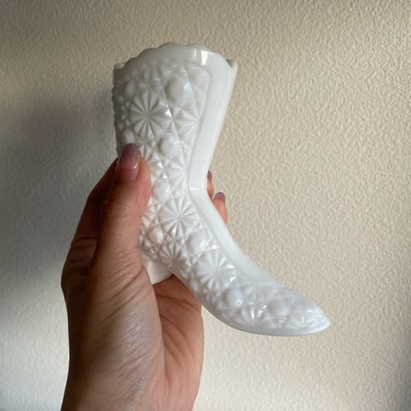 Fenton milk glass boots