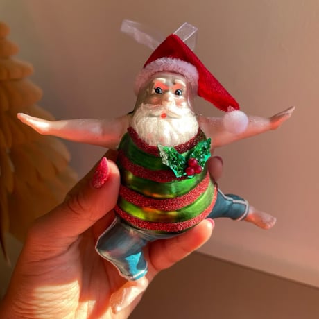 Swim santa glass ornament USA