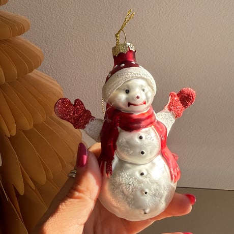 Snowman glass ornament USA