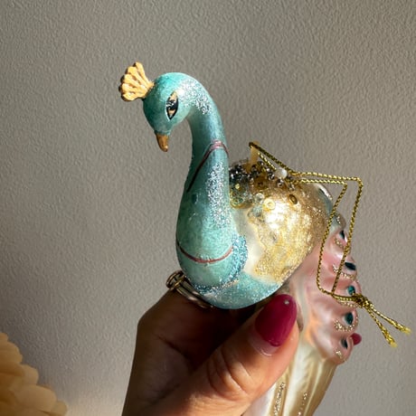 Peacock glass ornament USA