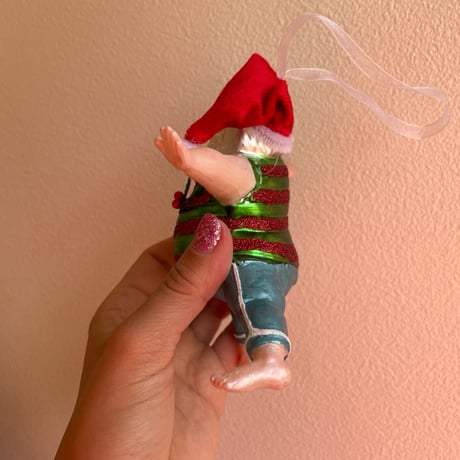Swim santa glass ornament USA