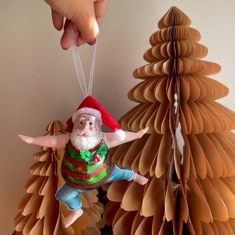 Swim santa glass ornament USA
