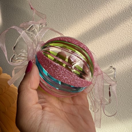 Candy ribbon glass  ornament USA