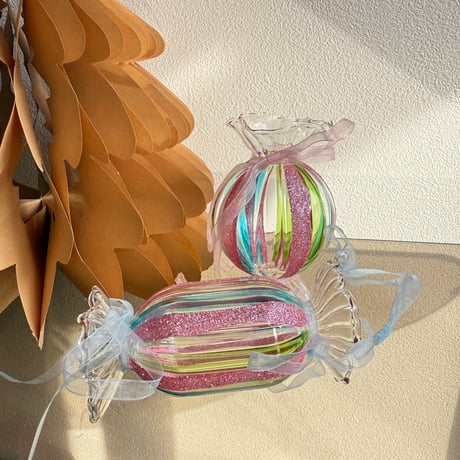 Candy ribbon glass  ornament USA