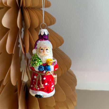 【Vintage】Santa glass ornament USA