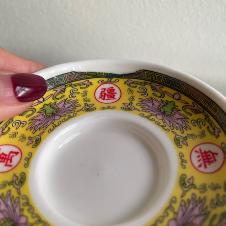 中国茶器 景徳鎮陶器 蓋付き湯呑み 受け皿 平皿 セット
