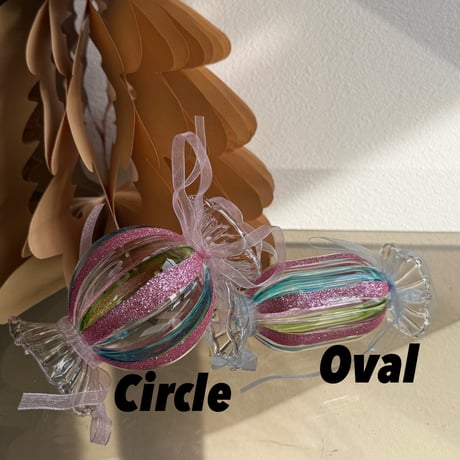 Candy ribbon glass  ornament USA