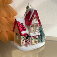 Christmas house glass ornament USA