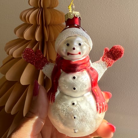 Snowman glass ornament USA