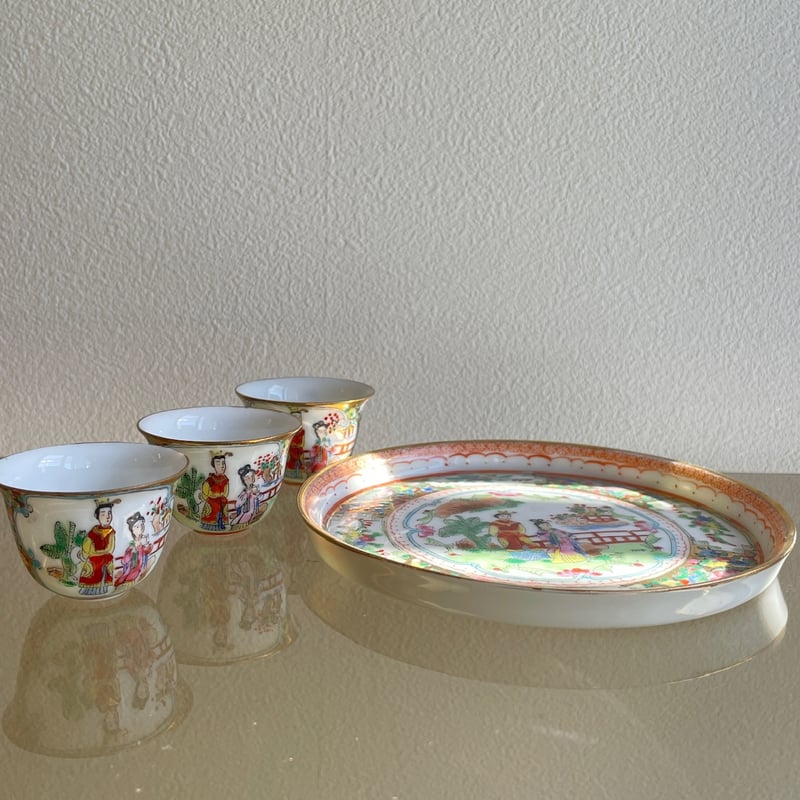 台湾 王宮柄 お皿とおちょこ 4点セット | Koy studio