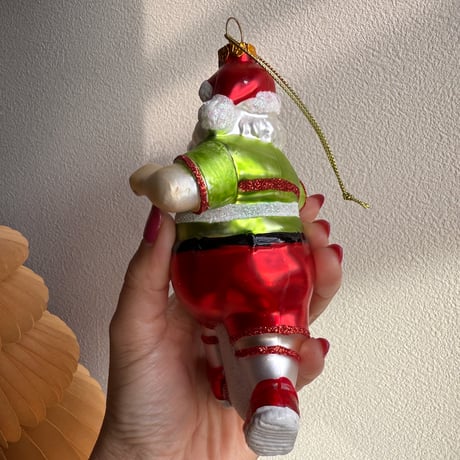 Racket santa glass ornament USA