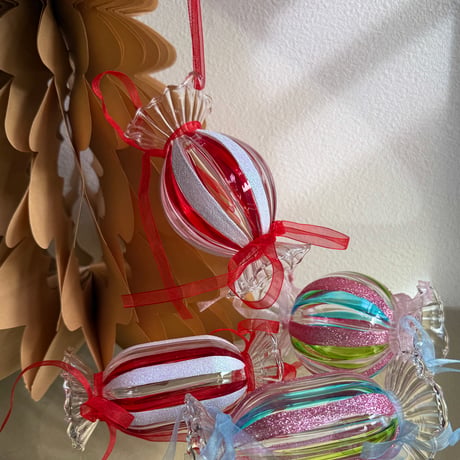 Candy ribbon glass  ornament USA