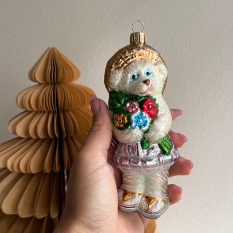 【Vintage】Bear glass ornament USA