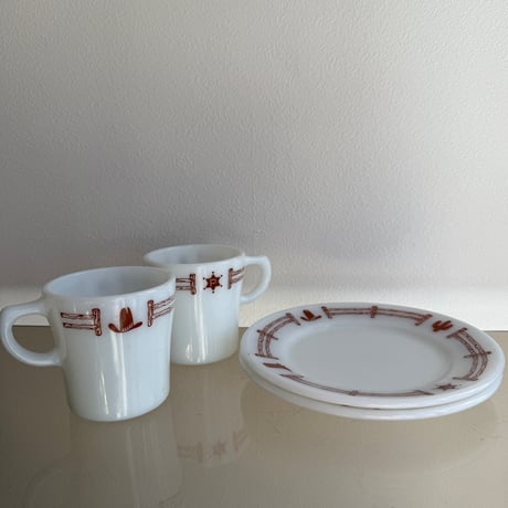 Vintage Pyrex 1960's Ponderosa Old western series tray