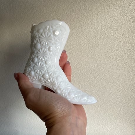 Fenton milk glass boots