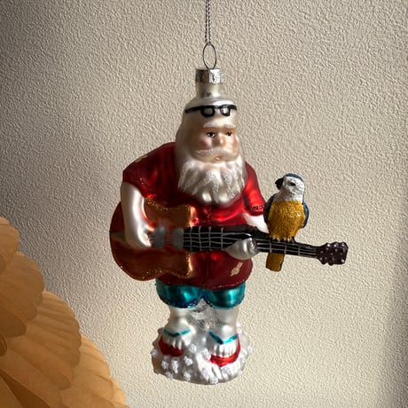 Guitar santa glass ornament USA