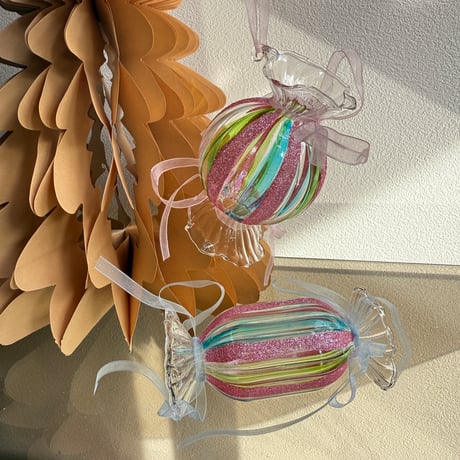Candy ribbon glass  ornament USA
