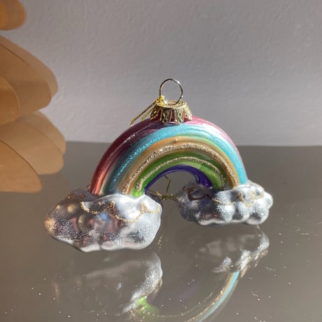 Rainbow glass ornament USA