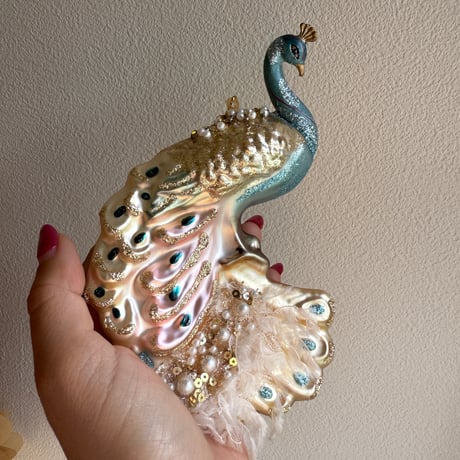 Peacock glass ornament USA