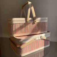 ベトナム 竹籠 ピンク