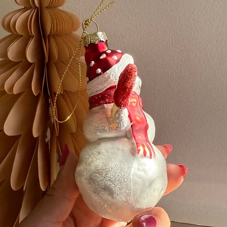 Snowman glass ornament USA