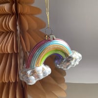 Rainbow glass ornament USA