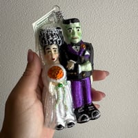 Old World Christmas Frankenstein and Bride Halloween glass ornament