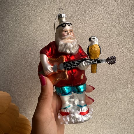 Guitar santa glass ornament USA