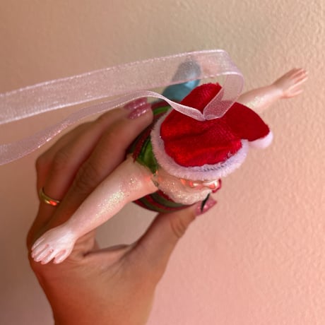 Swim santa glass ornament USA