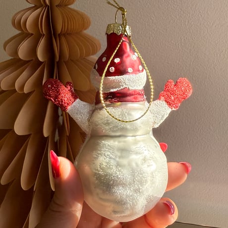 Snowman glass ornament USA