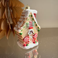 Gingerbread house glass ornament USA