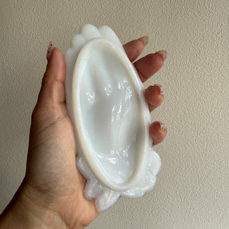 Milk glass hand tray