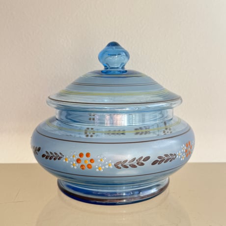 France flower handprint glass pot