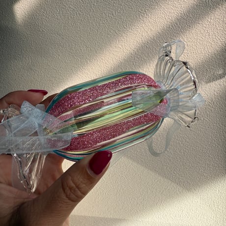 Candy ribbon glass  ornament USA