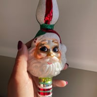 SHINY BRITE glass tree topper santa USA