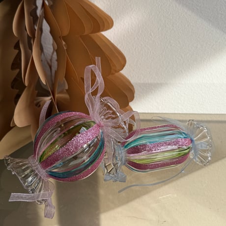 Candy ribbon glass  ornament USA