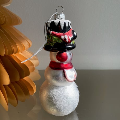 Snowman glass ornament USA