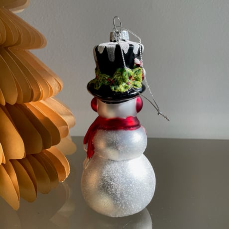 Snowman glass ornament USA