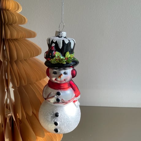 Snowman glass ornament USA