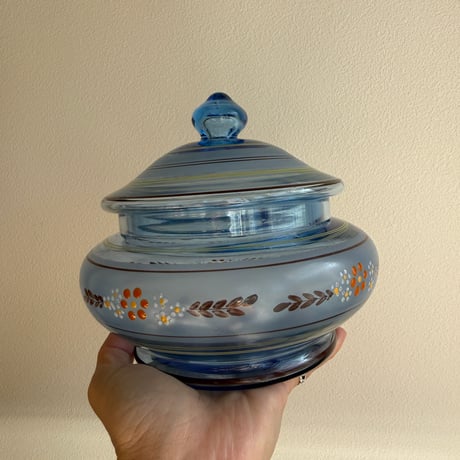 France flower handprint glass pot