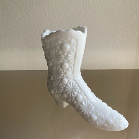 Fenton milk glass boots