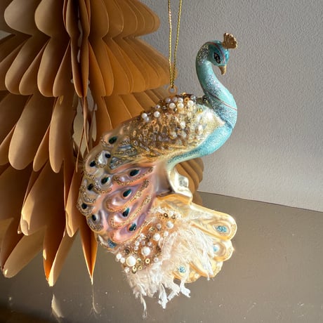Peacock glass ornament USA