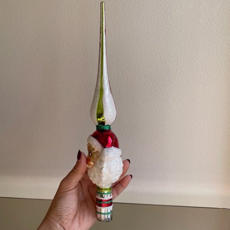 SHINY BRITE glass tree topper santa USA