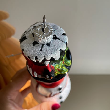Snowman glass ornament USA